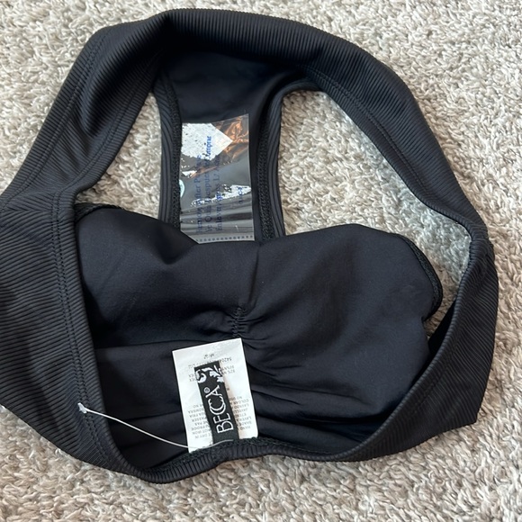 NWT $146 BECCA Medium M 8 10 Black Ribbed Sexy Bikini 2 piece swimsuit NEW Gold - Picture 15 of 16